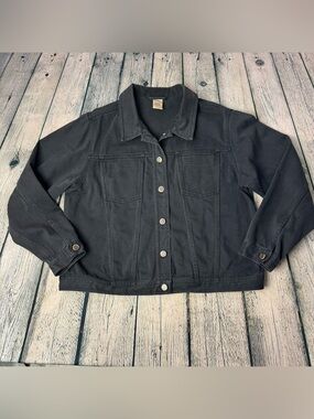 Vintage 90s Y2K High Sierra Black Women's Denim Jean Jacket 100% Cotton Size XL